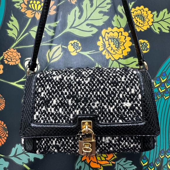 Dolce & Gabbana Tweed & Python Shoulder Bag with Padlock, Made in Italy with COA - Picture 6 of 16